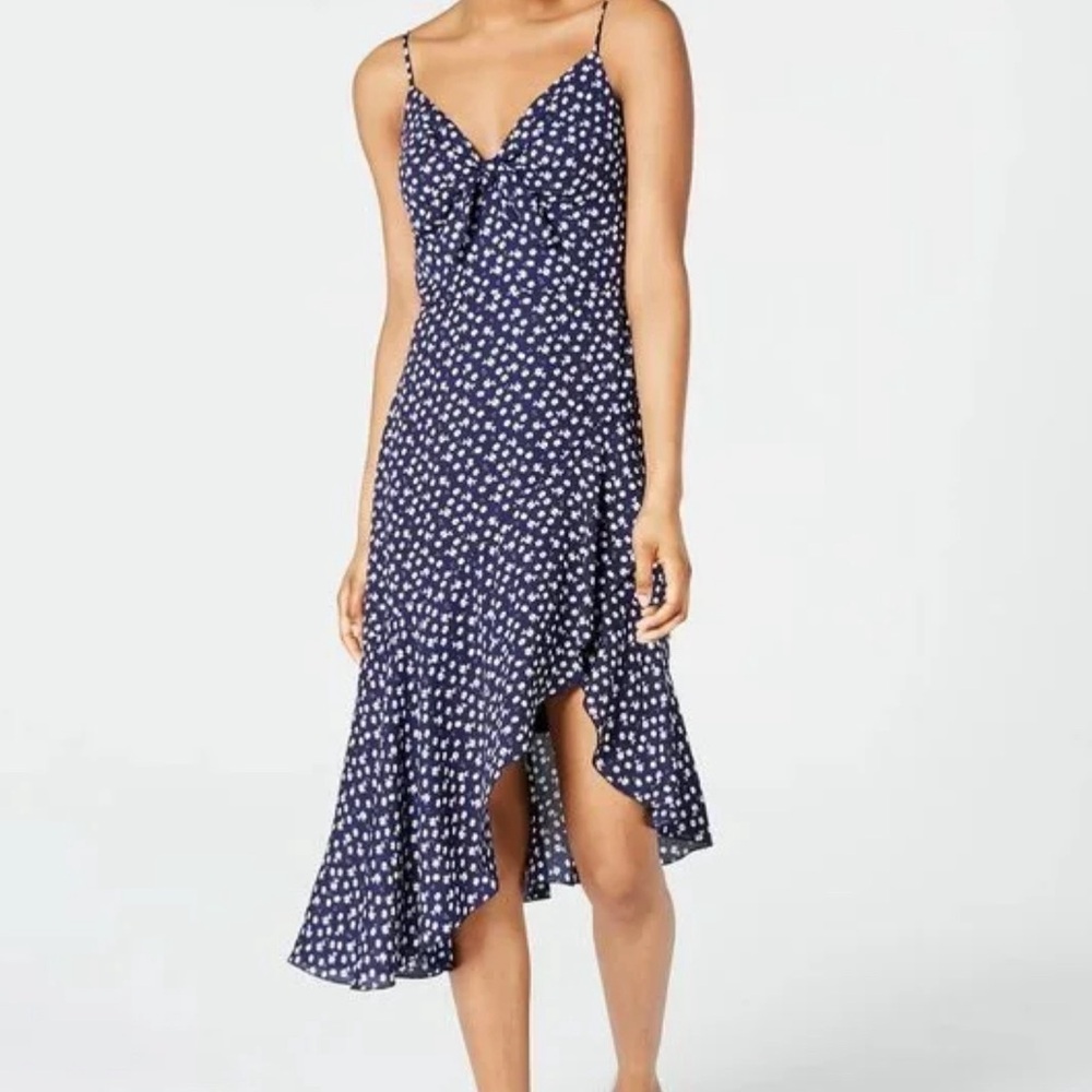 City Studio Sleeveless Dress Blue Floral Asymmetrical Ruffle - Junior Size 5